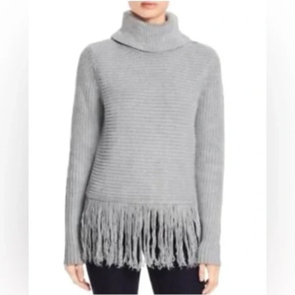 Michael Kors Gray Fringe Hem Turtleneck Sweater - Picture 8 of 8